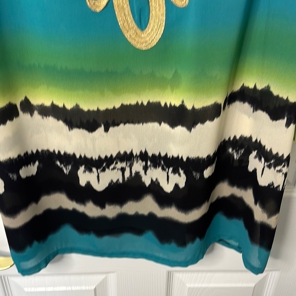 Nicole by Nicole Miller Chic Multicolor Tunic Top Gild Metallic Trim size XL - Picture 5 of 9